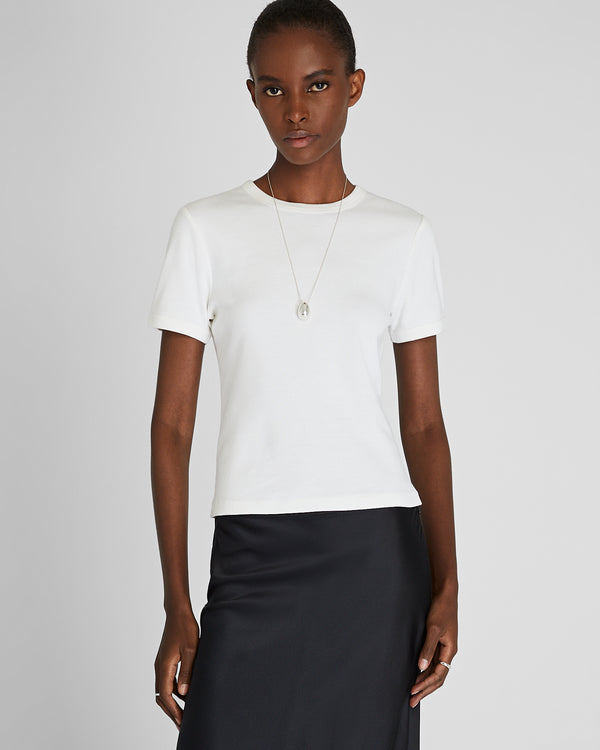 club monaco Compact Micro Rib Tee White