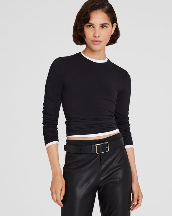 club monaco Contour Long-Sleeve Top Black