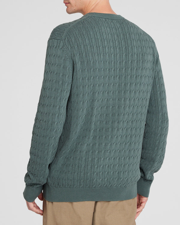 Club Monaco Cotton Cable Crew Sweater Green
