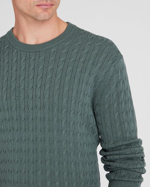 Club Monaco Cotton Cable Crew Sweater Green