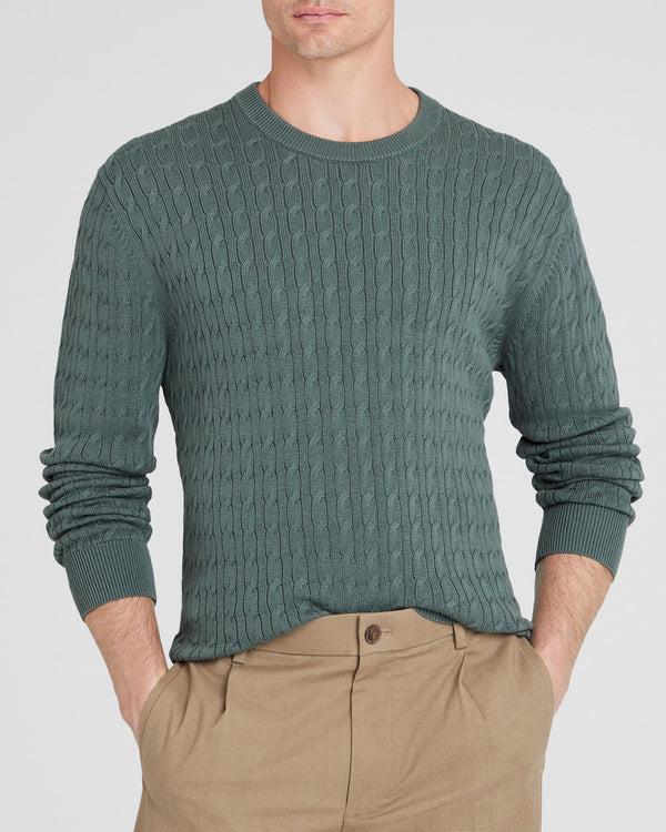 club monaco Cotton Cable Crew Sweater Green