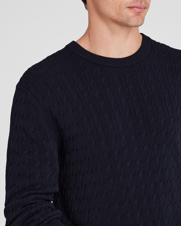 Club Monaco Cotton Cable Crew Sweater Navy