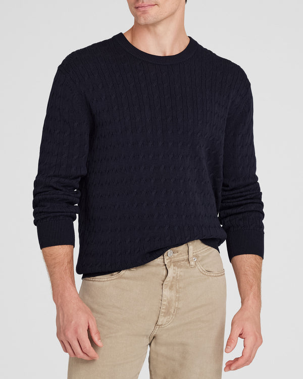 club monaco Cotton Cable Crew Sweater Navy