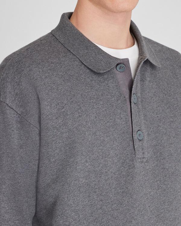 Club Monaco Cotton Sweatshirt Polo Charcoal
