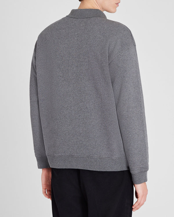 Club Monaco Cotton Sweatshirt Polo Charcoal