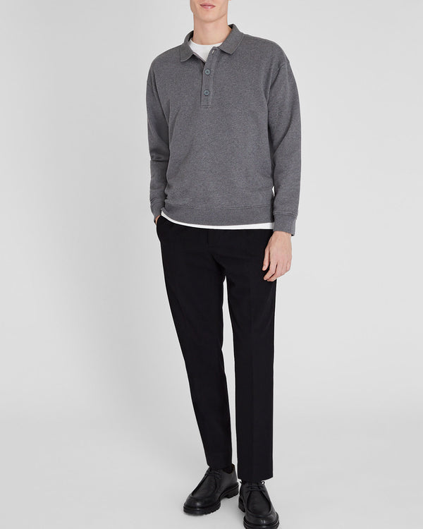 Club Monaco Cotton Sweatshirt Polo Charcoal