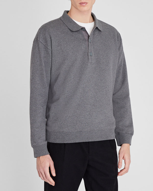 club monaco Cotton Sweatshirt Polo Charcoal