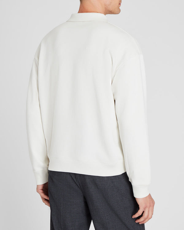 Club Monaco Cotton Sweatshirt Polo Cream