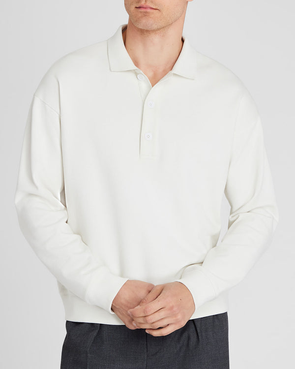 club monaco Cotton Sweatshirt Polo Cream