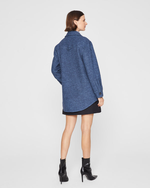 Club Monaco Cozy Shirt Jacket Heather Blue