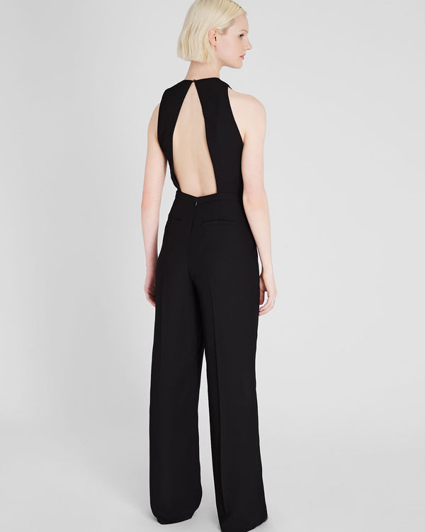 Club Monaco Crepe Open-Back Jumpsuit Black