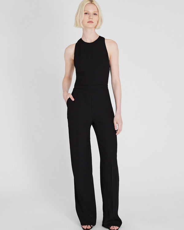 Club Monaco Crepe Open-Back Jumpsuit Black