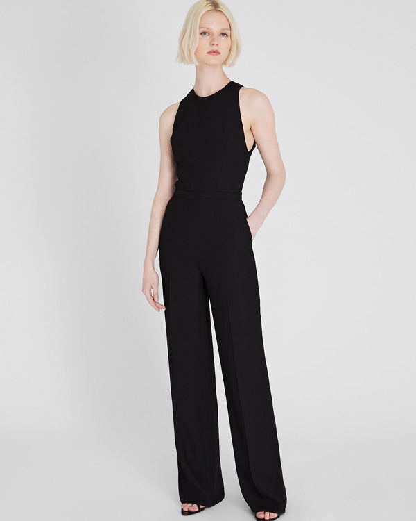 club monaco Crepe Open-Back Jumpsuit Black