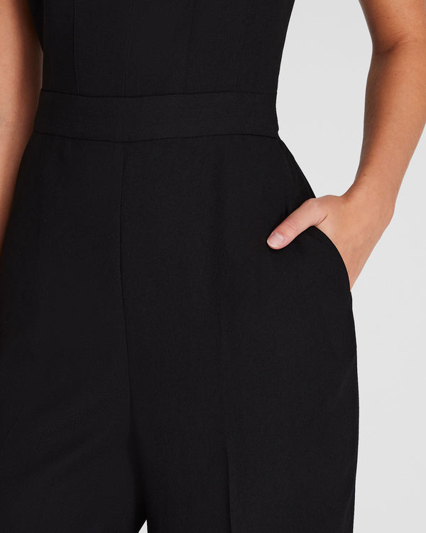 Club Monaco Crepe Square-Neck Jumpsuit Black