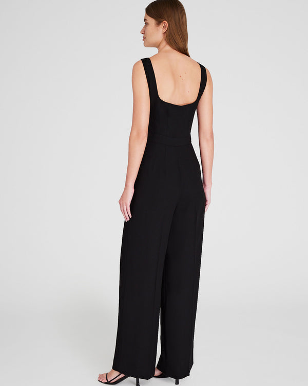 Club Monaco Crepe Square-Neck Jumpsuit Black