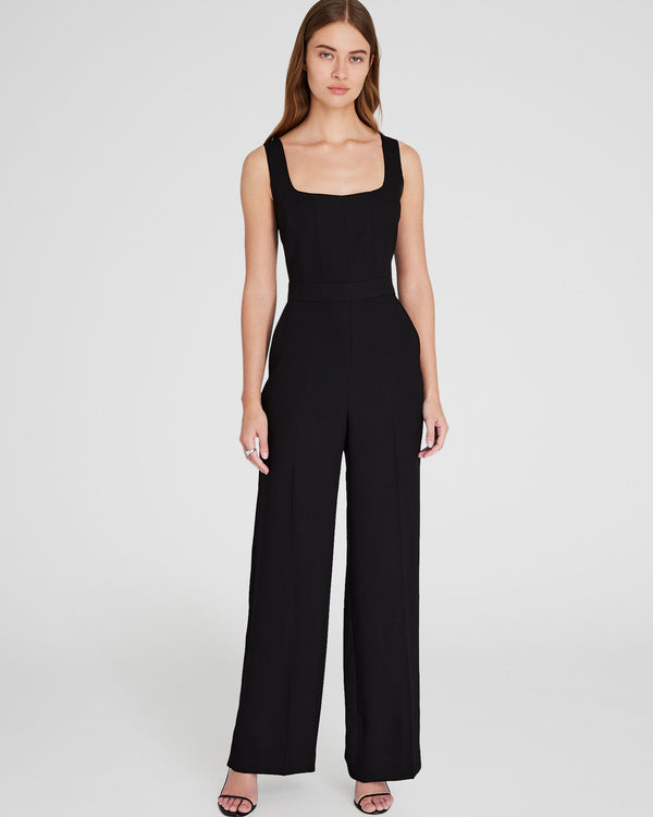 Club Monaco Crepe Square-Neck Jumpsuit Black