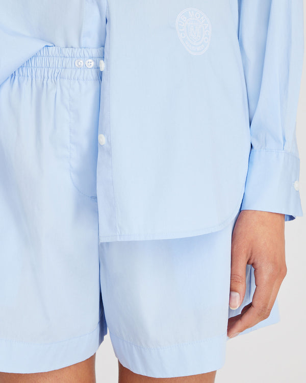 Club Monaco Crest Cotton Sleep Set Light Blue