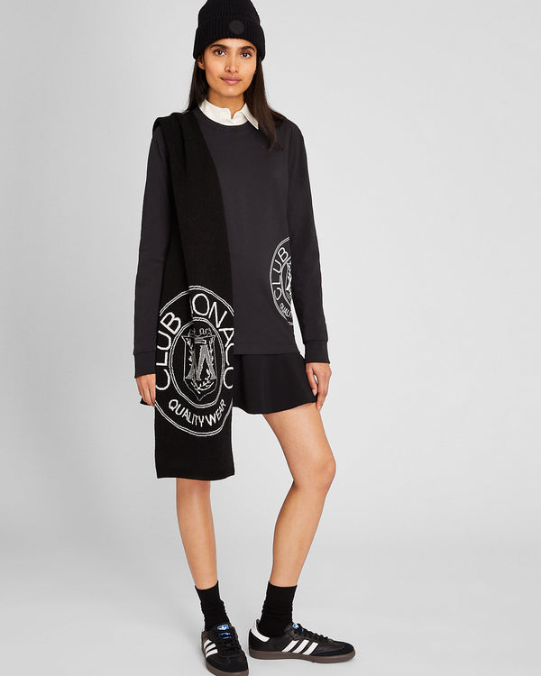 Club Monaco Crest Wool Scarf Black