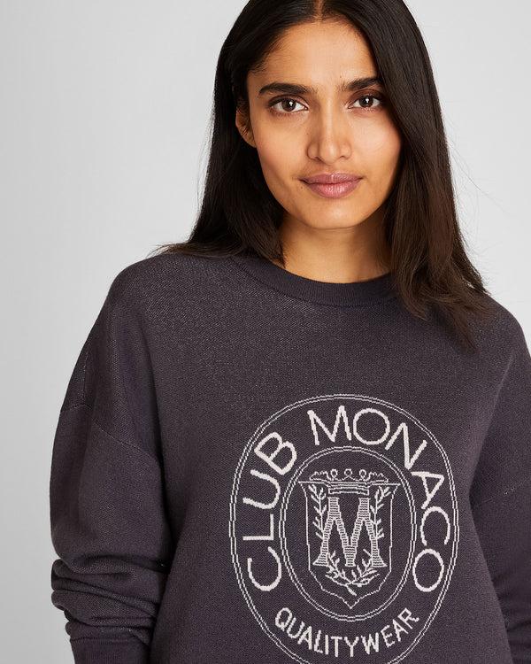 Club Monaco Crest Wool Sweater Black Mix