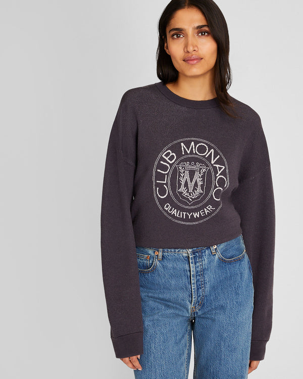 Club Monaco Crest Wool Sweater Black Mix