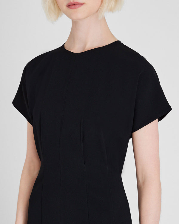 Club Monaco Crewneck Crepe Midi Dress Black
