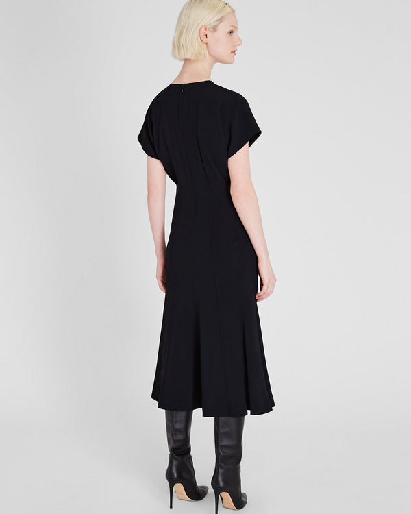 Club Monaco Crewneck Crepe Midi Dress Black
