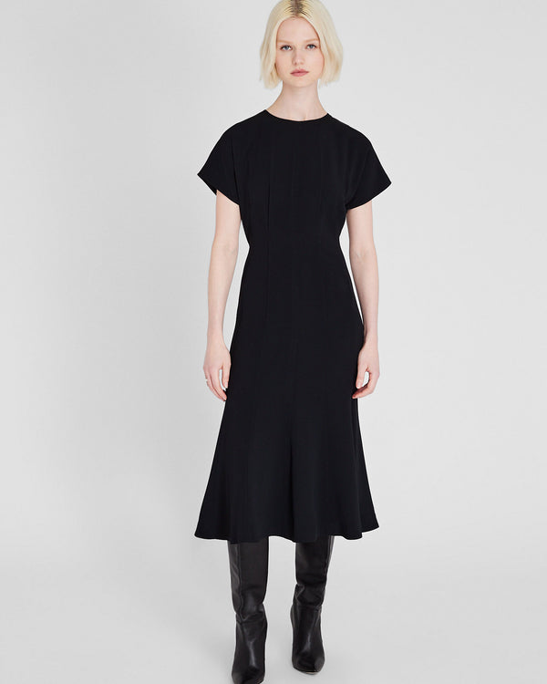 club monaco Crewneck Crepe Midi Dress Black
