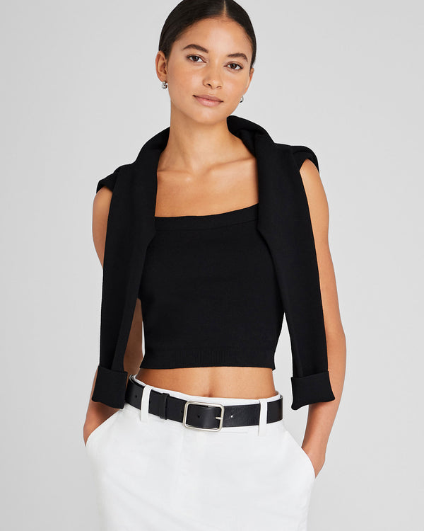 club monaco Cropped Sweater Tank Black