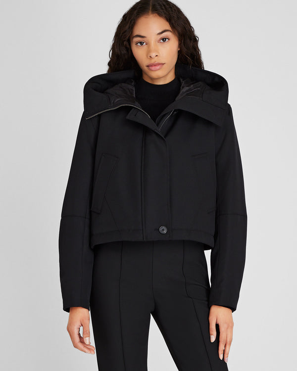 club monaco Cropped Wool Blend Parka Black