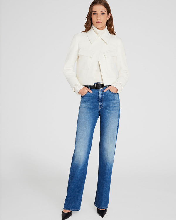Club Monaco Cropped Wool Utility Jacket Off White