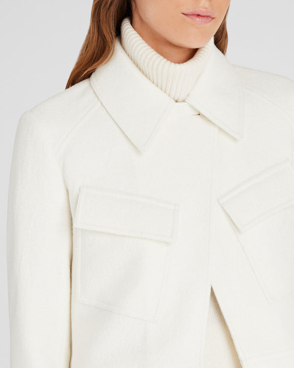 Club Monaco Cropped Wool Utility Jacket Off White