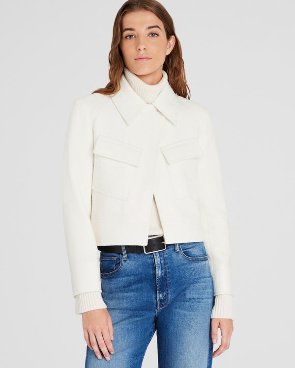club monaco Cropped Wool Utility Jacket Off White