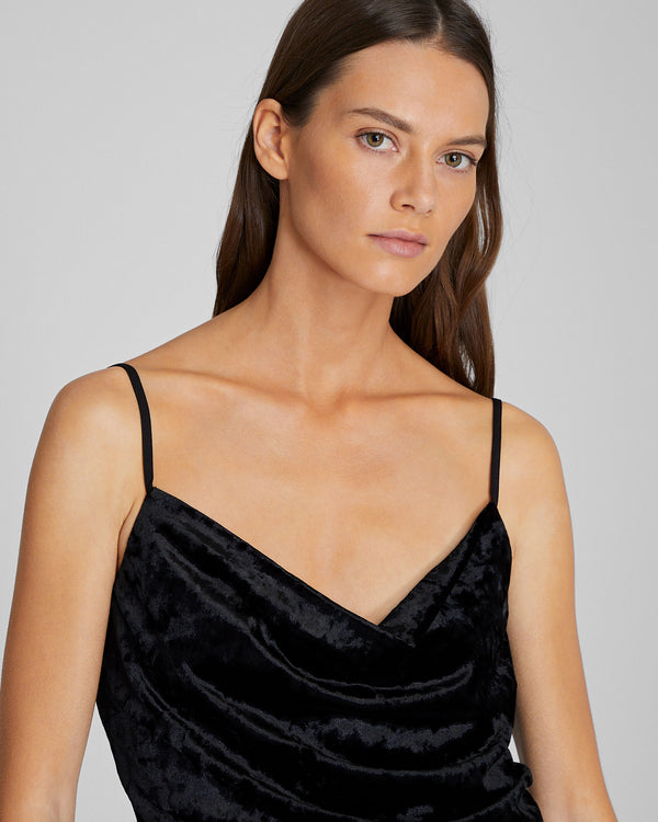 Club Monaco Crushed Velvet Cowl Neck Cami Black