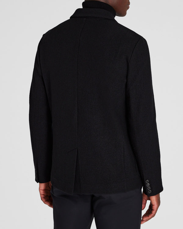Club Monaco Double-Breasted Knit Wool Blazer Black