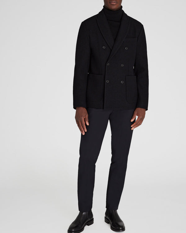 Club Monaco Double-Breasted Knit Wool Blazer Black