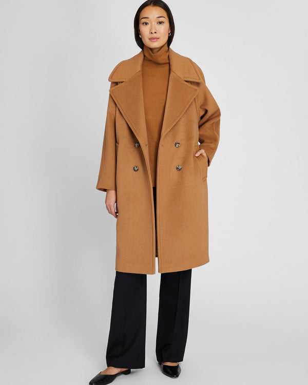 Club Monaco Double-Breasted Relaxed Coat Caramel