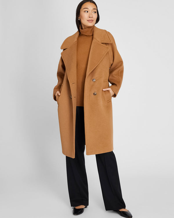 club monaco Double-Breasted Relaxed Coat Caramel