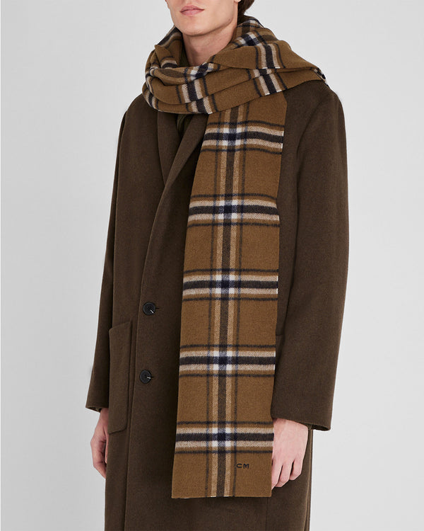 Club Monaco Double-Faced Plaid Scarf Tan Mix