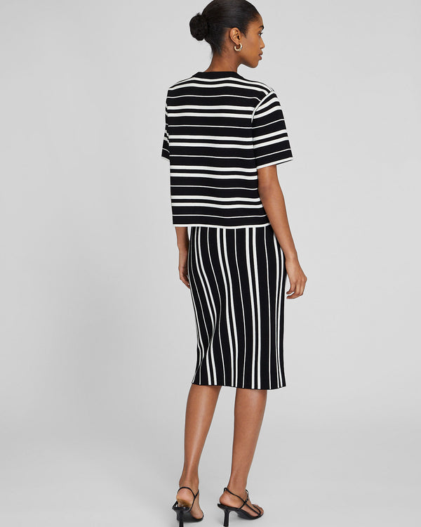 Club Monaco Doubleface Sweater Skirt Black Stripe