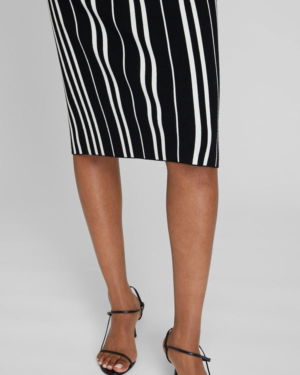 Club Monaco Doubleface Sweater Skirt Black Stripe