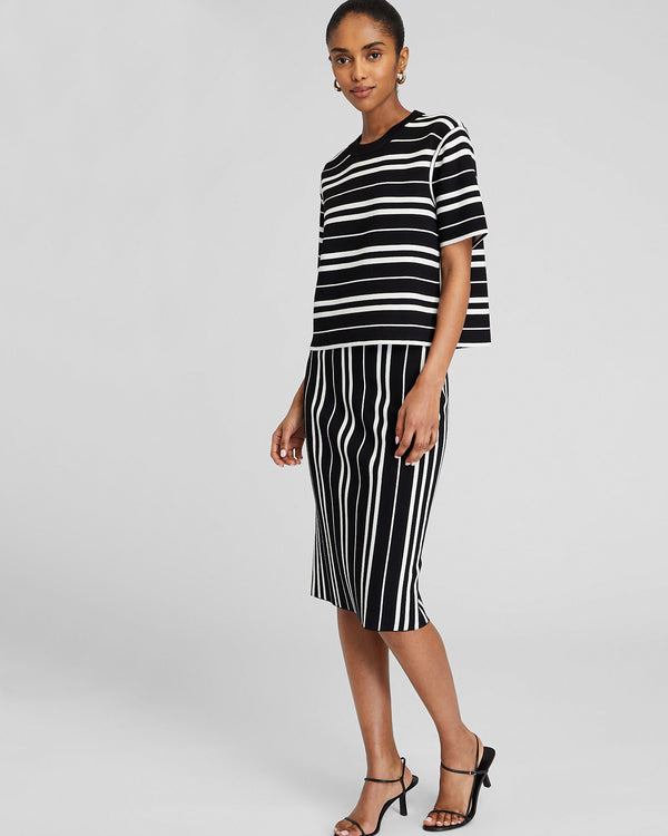 Club Monaco Doubleface Sweater Skirt Black Stripe