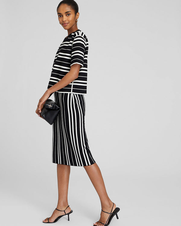 club monaco Doubleface Sweater Skirt Black Stripe