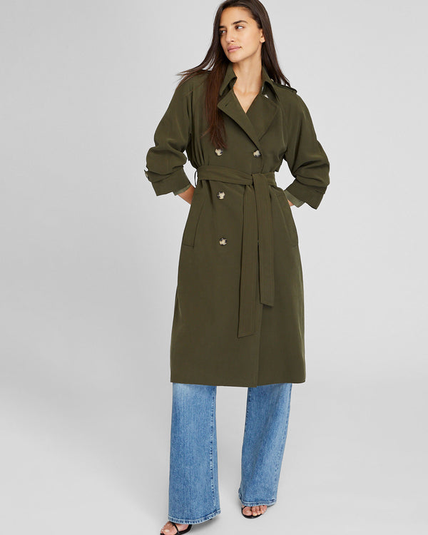club monaco Draped Trench Olive Pit