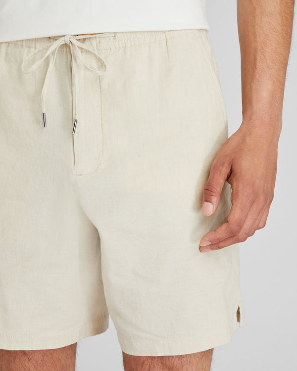 Club Monaco Elasticated Linen Short Khaki