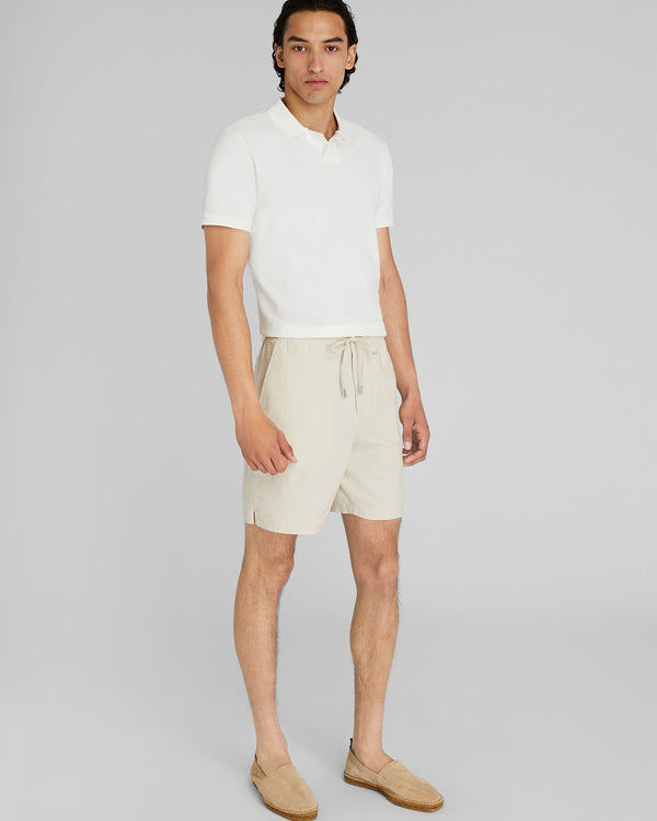 Club Monaco Elasticated Linen Short Khaki