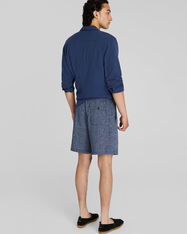 Club Monaco Elasticated Linen Short Navy