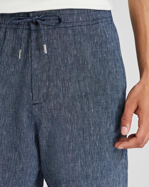 Club Monaco Elasticated Linen Short Navy