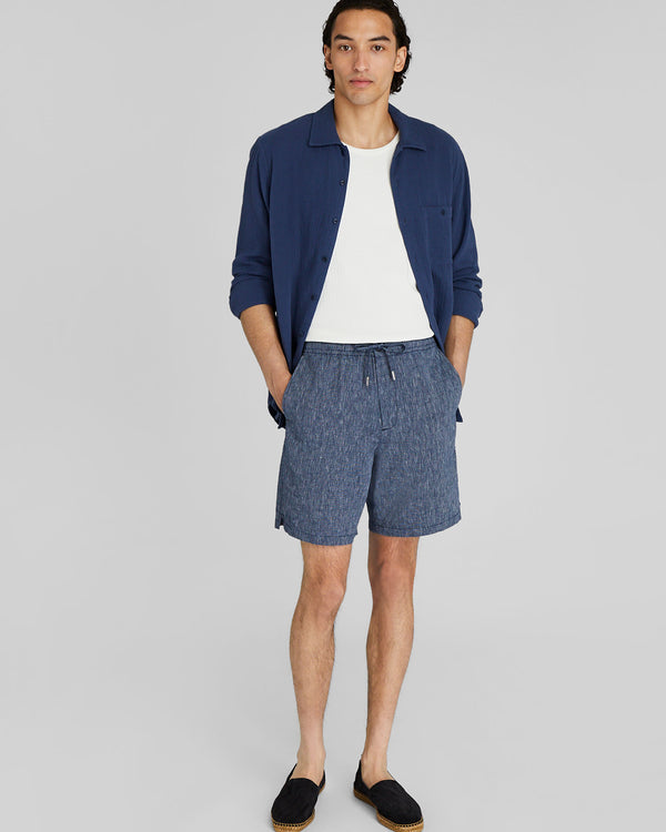 Club Monaco Elasticated Linen Short Navy
