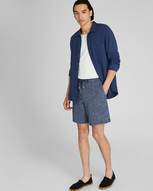 club monaco Elasticated Linen Short Navy