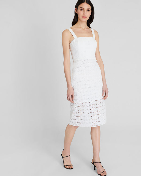 Club Monaco Eyelet Midi Dress White
